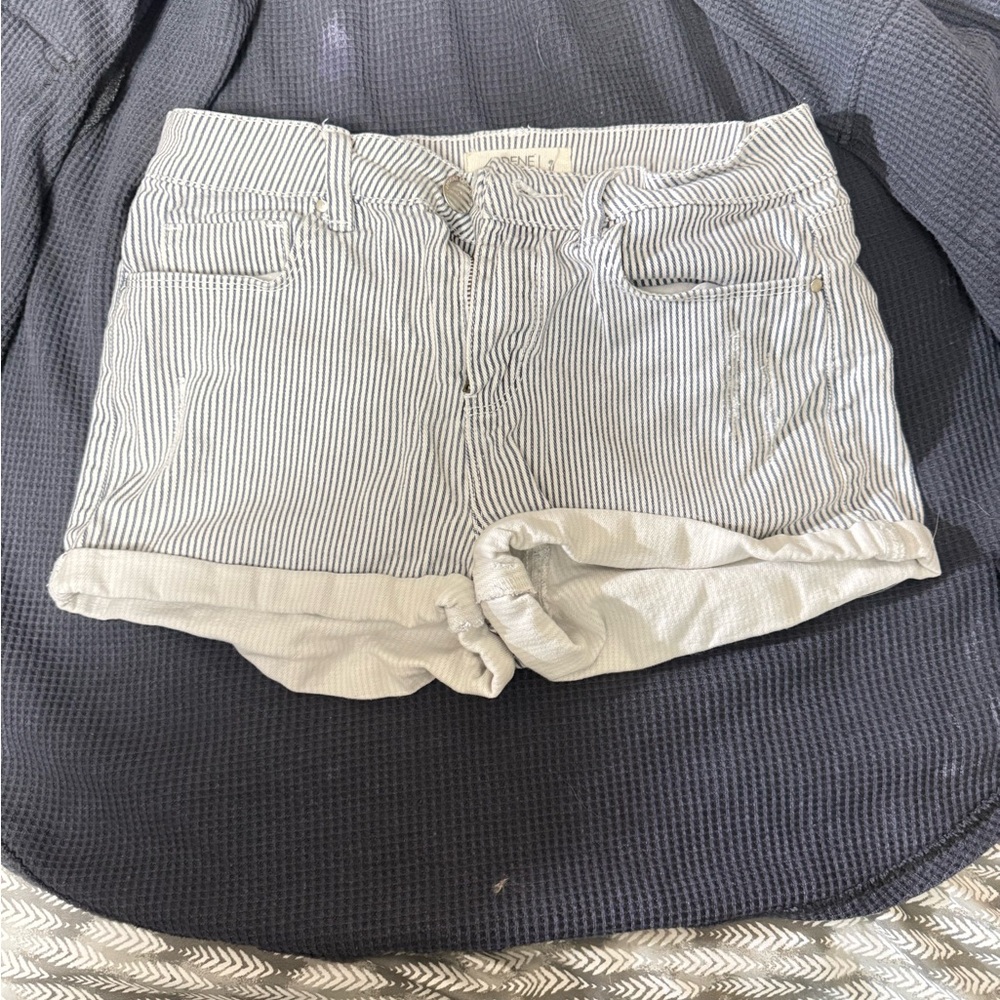 Ardene Blue and White Striped High Waist Shorts